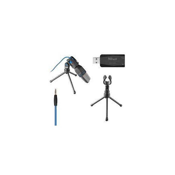 Micro USB Trust Mico - Trépied - Angle Réglable - Jack 3.5mm et USB - Câble 1.80