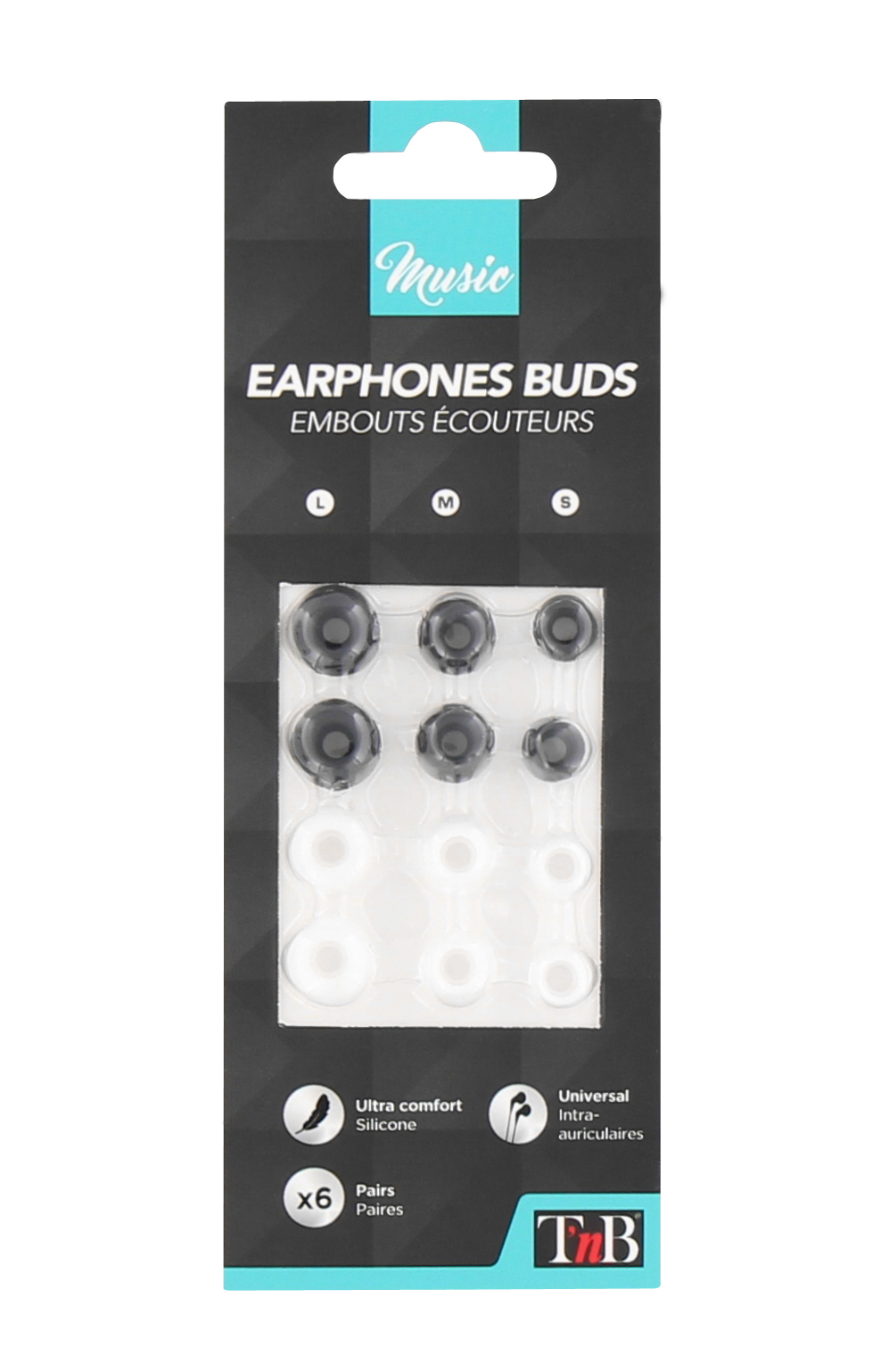 TNB Embouts de remplacement 6 Paires pour écouteurs intra-auriculaires
