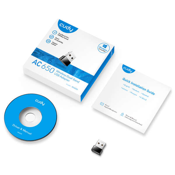 Adaptateur Wi-Fi Mini USB 2.0 Cudy WU650 AC650 double bande - jusqu'à 433 Mbps e