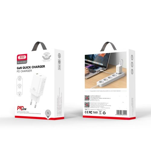 XO wall charger CE10 PD 65W 1x USB-C white