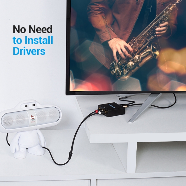 Convertisseur audio Vention Toslink vers RCA - Noir