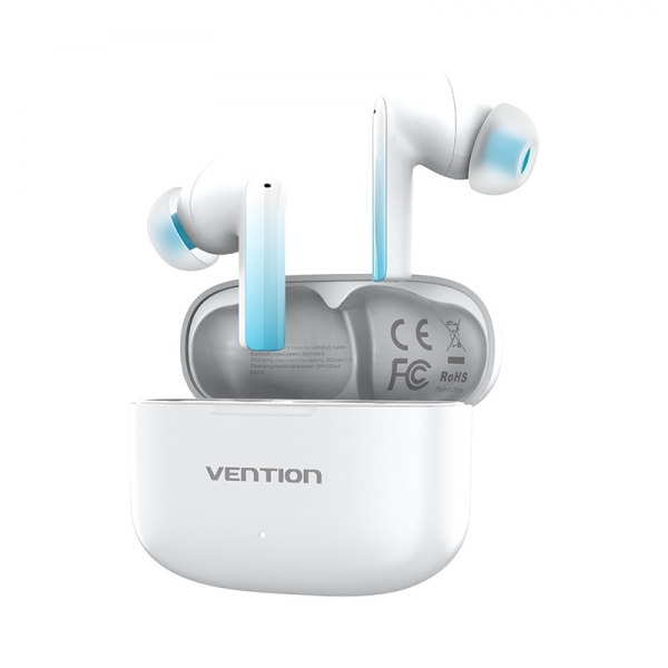 Ecouteurs Bluetooth 5.3 Vention ELF E04 – Blanc a/ étui chargement – Autonomie