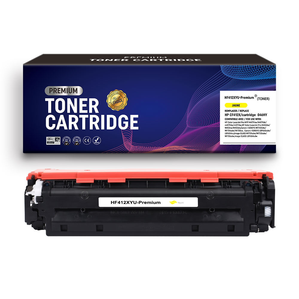 HF412XYU-Premium Compatible pour CF412X/Cartridge 046HY(410X Jaune Toner cartrid