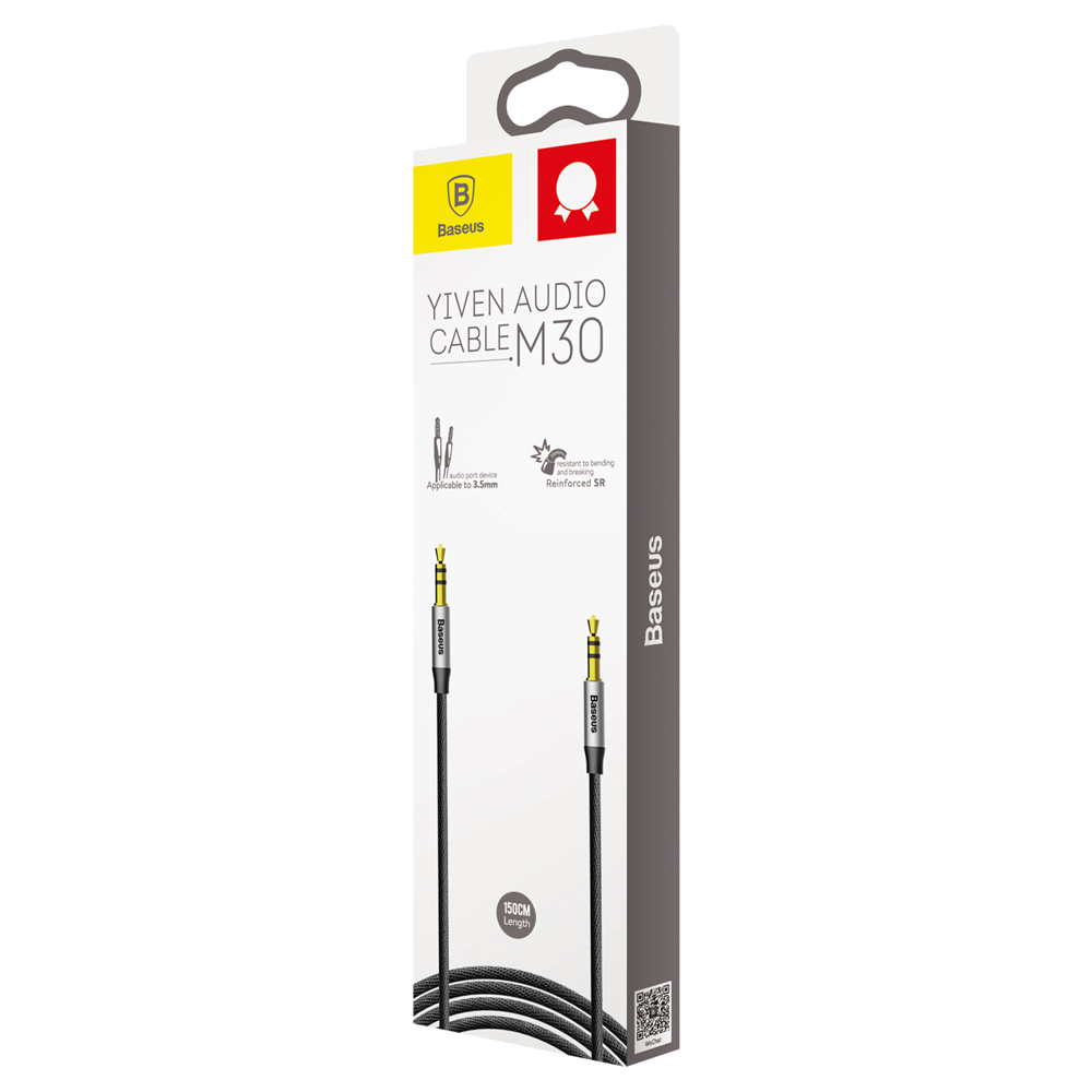 Baseus cable audio Yiven M30 jack 3,5 mm - jack 3,5 mm 1,5 m silver-black